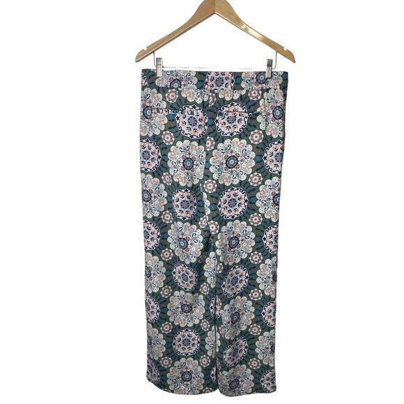 Loft Womens Size XS Floral Fluid Pants Wide Leg Elastic Waist Green Multicolor - Picture 5 of 9